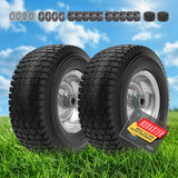 USCaster 13x5.00-6 Tire and Wheel Flat Free Assemblies (2 Pack),13 x5x6 Solid Rubbe Tires and Wheel for Riding Lawn Mower - With 3/4" Bushings (Extra 5/8" Bushings) and 3" Centered Hub (Gray)