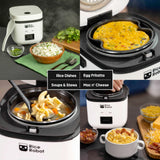 Rice Robot Personal Rice Cooker, PFAS-free, Nonstick. 1 Quart Capacity, with Stainless Steel Steamer Tray & Measuring Cups EMSON