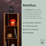Kooduu Sensa Play Bluetooth Speaker Light with Sound by JBL - Cordless, Rechargeable Speaker & Light with Touch Control for Indoor/Outdoor Use, Orange