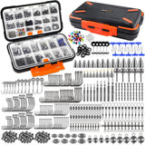 PLUSINNO 264/397pcs Fishing Accessories Kit, Organized Fishing Tackle Box with Tackle Included, Fishing Hooks, Fishing Weights Sinkers, Swivels, Beads, Fishing Gear Set Equipment for Bass Trout