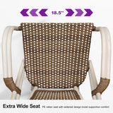 PURPLE LEAF Rattan French Bistro Armchairs Set of 2, White Finish, Brown