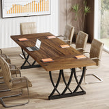 70.86-Inch Rectangle Meeting Seminar Table with Unique Curved Metal Support for Home Office (Without Chair