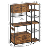 IRONCK Bakers Rack with 2 Storage Cabinets and Power Outlet, 45.3 Inch Industrial Coffee Bar Cabinet Shelves, Kitchen Microwave Stand with Storage, Vintage Brown