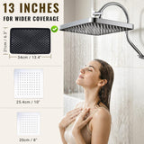 13 Inch Rainfall Shower Head with Multi-Function Handheld Sprayer Combo, 3-Way Metal Extended Diverter with Holder and Metal Adjustable Curved Shower Extension Arm, Extra Long Hose Chrome