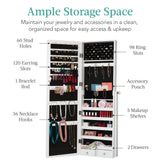 Best Choice Products Freestanding Jewelry Armoire Cabinet, Full Length Standing Mirror, Lockable Makeup Storage Organizer, w/Velvet Lining, 3 Angles, Lock, Accessory Pouch, 5 Shelves - White