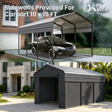 PHI VILLA 10x15 Carport, Metal Carports Canopy with Sidewalls Heavy Duty