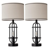 Reaketon Black Table Lamps for Living Room Set of 2, 22.3" Farmhouse Lamps for Nightstand, Industrial Table Lamps for Bedroom with USB Ports, Bulbs Included