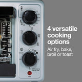 Toaster Oven Air Fryer Combo with 4 Functions Including Convection, Bake & Broil, Fits 6 Slices or 12” Pizza, Auto Shutoff, Black Proctor Silex