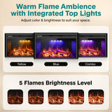 SereneLife Electric Fireplace Heater with LED Flame & Log Effects, Smart Wi-Fi, Touch Screen Panel, Remote Control, 3 Color Flame Modes, Wall Mounted Fire Place, Quiet Operation, Overheat Protection