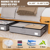EE-RoomWorld Under Bed Storage with Wheels, No Assemble Required 5.5 inches height grey under bed storage bins,Low Profile Rolling Underbed Shoe Storage containers，dorm underbed storage drawers