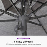 PURPLE LEAF Table Sun Umbrella 10' x 10' with Base Semi Auto Lift, Gray
