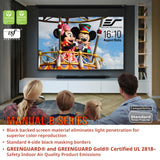 100-INCH Manual Pull Down Projector Screen Diagonal 16:9 Diag 4K 8K 3D Ultra HDR HD Ready Elite Screens