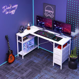OLIXIS 55" L Shaped Gaming Computer Desk with Drawers and Power Outlet