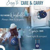 BCOZZY Travel Neck Pillow for Airplane– Patented Double Support for Head, Neck, and Chin. Best for Long Flights, Plane Sleeping, and Car Rides. Adjustable Size. Washable. Carry Bag. Large, Purple