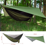 Camping Hammock with Rain Fly Tarp and Mosquito Net Portable Single Double Hammock Tent | Green FIRINER