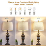 SAIWEYA 27.5" Set of 2 Farmhouse Table Lamps for Bedroom, 3 Way Dimmable Bedside Lamp with 2 USB +AC Outlet Nightstand Lamps for Living Room Resin Rustic Touch Lamps