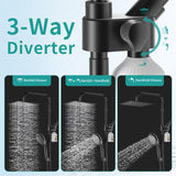 MIAOHUI High Pressure Rain Shower Head with 7 Settings Handheld Spray, Dual Shower Heads with Handheld Spray Combo, 10 Inch Luxury Rainfall Shower Head and Handle Set with Filter (Black)