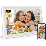 Frameo 10.1" Digital Picture Frame, Smart WiFi Digital Photo Frame with 1280x800 HD IPS Touch Screen 32GB Memory Auto-Rotate Wall Mounted, Share Photos/Videos from Phone Anywhere(White)