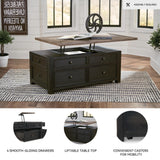 Signature Design by Ashley Tyler Creek Rustic Farmhouse Lift Top Coffee Table with Drawers, Brown & Black