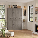 HITHOS Tall Kitchen Pantry Storage Cabinet w/Drawers & Shelves, Ash Gray