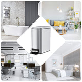6 Liter/1.6 Gallon Bathroom Trash Can with Lid, Stainless Steel Trash Can with Removable Wastebasket (Silver) BETHEBEST