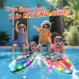 JOI MEW RC Boat for Kids with LED Lights, 2.4Ghz Remote Control Racing Boats for 8-12,Toy Water Boat for Pools & Lakes with Waterproof,Rechargeable Battery, for Boys Girls RED