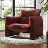 NessCarsti Faux Leather Lazy Chic Single Sofa Chair for Versatile Style,Red