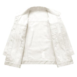 Hixiaohe Spring Summer Jean Jacket for Women Trendy Half Sleeve Button Down Short Denim Jacket Retro Cropped Trucker Coat