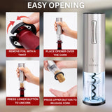 Electric Wine Opener Set, Rechargeable Wine Bottle Opener with Foil Cutter, Aerator, Vacuum Stopper, USB Cable, Luxury Wine Gift Set for Women & Men, Housewarming, Wedding, Mother's Day