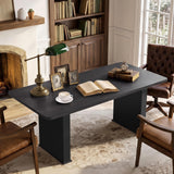 LEYAOYAO Extendable Dining Table for 4-6,63"–79" with Fluted Base(Black)