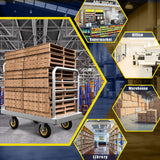 Platform Truck Cart 2650lbs Heavy Duty Flatbed Cart Dolly w/Detachable Rear Guardrail and Swivel Casters