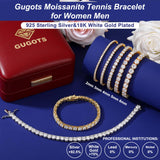 Gugots Moissanite Tennis Bracelet for Women Men S925 Sterling Silver D Color VVS1 Round Cut Moissanite Bracelet 6MM 8inch Yellow Gold Plated