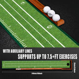 YOUCZON Putting Green Indoor,Golf Putting mat– Portable & Easy to Assemble, Automatic Ball Return, Wrinkle-Free Natural Rubber Mat, Solid Wood Construction for Golfers