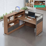 Modern Cubicle Office Workstation Desk with Privacy Panels, Modular Multi-Person Partition Desk, Computer Desk with Storage & for Office, Call Center & Team Workspace (B-Left, 1 P)
