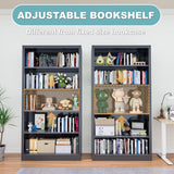 Adjustable 5-Tier Bookcase with High Weight Capacity,Bookshelves and Bookcases for Living Room,Offic