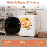 COSTWAY Portable Clothes Dryer, 1.5 cu.ft Compact Drying Machine with Stainless Steel Tub & LED Touch Panel, 800W Electric Laundry Dryer with Intelligent Programs for Apartment, Home, Dorm & RV, White
