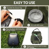 Hortsun 4 Pack Solar Portable Shower Bag 5 Gal/20l Solar Heating Camping Shower Bag with On-Off Switchable Head and Removable Hose for Outdoor Camping Hiking Traveling Beach Swimming(Green)