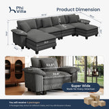PHI VILLA Oversized 6-Seat U Shaped Modular Cloud Couch Sectional Sofa