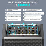 200W High-Power Karaoke Machine with 5-Channel Mixer, Premium Voice Amplifier/PA System, Portable Bluetooth Speakers with 2 Wireless Mics for Busking, Party, Outdoor, Classroom, Singing, Guitar Amp