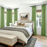 Macochico Extra Wide Pinch Pleated Linen Curtains for Sliding Door Patio Doors with Tieback, Natural Living Room Bedroom Curtain Privacy But Let Light in, 120”Wx96”L, Green, 1 Panel