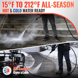 YAMATIC 3/8" Pressure Washer Hose 50FT With Swivel 3/8 Quick Connect, 4000 PSI High Tensile Steel Braided Kink Resistant, 212°F Hot/Cold Water Power Washer Hose for Professional Gas Cleaning
