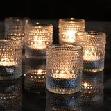 Clear Votive Candle Holders Set 24 PCS Hobnail Glass Tealight Candle Holders for Spring Decor, Easter, Weddings, Birthday Table Centerpiece Decorations