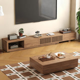 gaoyangjiaju Mid-Century Modern Expandable Coffee Table & TV Stand Set, Walnut Finish – Elegant Storage Combo for Living Room, Bedroom, or Lounge (78.54“ to 103" TV Stand+Coffee Table)