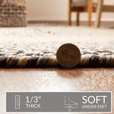 Super Area Rugs Braided Rug Round 6ft Farmhouse Kitchen Rug - Ridgewood Gray Braided Carpet for Dining Room Table - Reversible - Indoor/Outdoor - Made in USA - Graphite/Beige, 6' Round