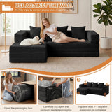 79" Modular Sectional Sofa, Boneless Convertible Sleeper Sofa Bed, Modern Tri-Folding Cloud Couch with L-Shape Chaise, Corduroy Futon for Living Room Small Spaces Apartment, No Assembly