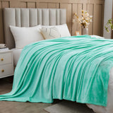 NEWCOSPLAY Super Soft Throw Blanket Mint Green Premium Silky Flannel Fleece Leaves Pattern Lightweight Bed Blanket All Season Use (Mint Green, Throw(50"x60"))