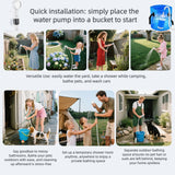 Portable Shower for Camping, Rechargeable Portable Camping Shower Pump with USB-C, Camp Shower with 3 Spray Modes, Outdoor Shower Kit for Camping, RV, Travel, Pet Bath, Watering Plants (+ Mesh Bag)