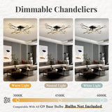OKES Crystal Sputnik Ceiling Light Fixture，Modern Luxury Black and Gold Chandeliers with 17-Light，Semi Flush Mount Ceiling Light Fixture for Dining Room,Living Room,Kitchen Island,Bedroom.