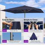 PURPLE LEAF Umbrella 13' x 13' Commercial Business Semi Auto Lift, Navy