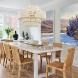 LUJOGUID 28.74in Large Chandelier White Light for Living Room, 8-Light Rattan Lighting Hand Woven Wicker Light Fixtures for Dining Room Bedroom Kitchen Island Restaurant